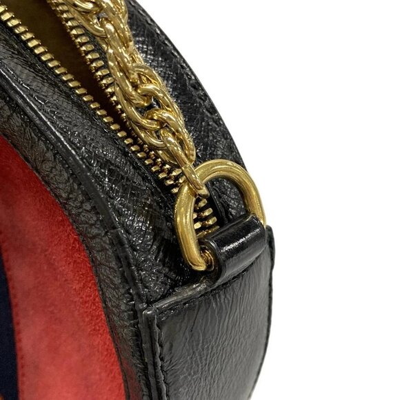 Auth GUCCI Ophidia 550618 Red Black Navy Suede Leather Shoulder Bag - Picture 9 of 16